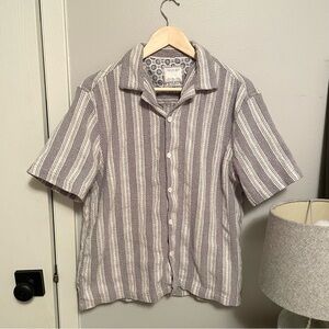 Cactus - Gray and White Striped Casual Cotton Shirt - Size L